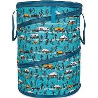 Camco 42987 Pop-Up Utility Container, Teal/ Sketched Rvs, 30 Gal. - 42987 - 17-42987F1