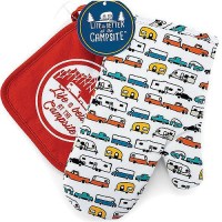 Camco 53259 Multi-Color Oven Mitt/Red Pot Holder Set - 53259 - 17-53259F1