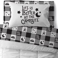Camco 53475 Bed Sheets, Bunk, Buffalo Plaid, Blk/White - 53475 - 17-53475F1