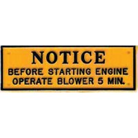 Plaque, Notice-Operate Blower 5 Minutes - P201 - 22-P201F1