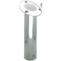 Attwood Rod Holder Flush Mount Stainless Steel 15 Degree White Open End - 66363W7 - 23-66363W7F1