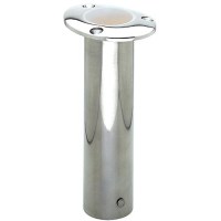 Attwood Rod Holder Flush Mount Stainless Steel 0 Degree White Open End - 66364W7 - 23-66364W7F1