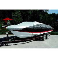 Taylor Heavy Duty Polyester Two-Tone Color Fabric Boatguard Eclipse Boat Cover With Storage Bag, Tie-Down Straps And Support Pole - 70913 - 32-70913F1