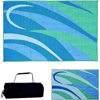 Ming'S Mark Reversible Mat, Graphic Blue/Green, 8' X 16' - Gb3-Blu/Grn - 672-Gb3Blugrnf1