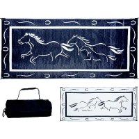 Ming'S Mark Reversible Mat, Black/White, Galloping Horses, 8' X 18' - Gh8181 - 672-Gh8181F1