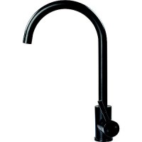 Flow-Max 2021090601 Gooseneck Single Hole Faucet, Curved, Black Finish - 2021090601 - 804-2021090601F1