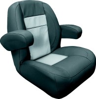 Wise 3127990 Mid Back Pontoon Helm Seat w/Flip Up Arm Rests, Platinum - 3127-990 - 144-3127990F1