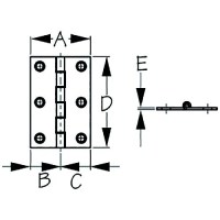 Sea-Dog 2010811 Butt Hinges, A: 3