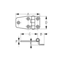 Sea-Dog 2015701 Stainless Offset Short Side Hinge, 2/Pk - 201570-1 - 354-2015701F1