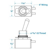 Seachoice 2-Position Heavy Duty Toggle Switch, On/Off, 6 In. Wire Leads - 12071 - 50-12071F1
