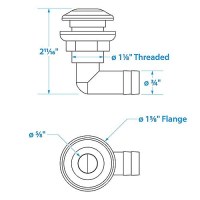 Seachoice 90-Degree Thru Hull Fitting, Fits 3/4 In. Id Hose, 7/8 In. Max. Hull - 18061 - 50-18061F1