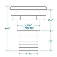 Seachoice Thru-Hull Connector W/ Broad Flange, White Finish, 1.5 In. - 50-18111 - 50-18111F1